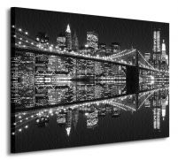 New York (Brooklyn Bridge night BW) - Obraz na płótnie