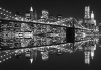New York (Brooklyn Bridge night BW) - fototapeta 366x254 cm