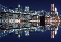 New York (Brooklyn Bridge night) - fototapeta 366x254 cm