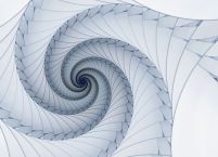 Niebieski spiralny fractal na ścianę