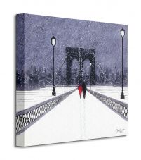 Perspektywa obrazu na płótnie przedstawiającego namalowany Brooklyn Bridge
