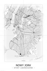 Nowy Jork - Czarno-biała mapa