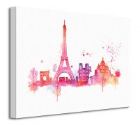 Perspektywa obrazu na płótnie przedstawiającego słynne budowle Paryża