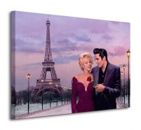 Obraz 80x60 przedstawia spacerującą Marilyn Monroe i Elvisa Presleya