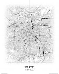 Paryż - Czarno-biała mapa