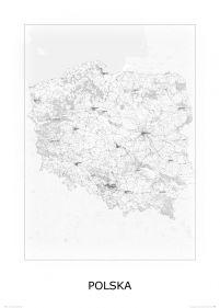 artystyczna mapa ścienna zatytułowana Polska, black&white