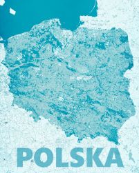 artystyczna mapa ścienna zatytułowana Polska, modern blue
