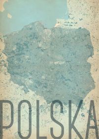 artystyczna mapa ścienna o wymiarach 50x70 cm zatytułowana Polska, vintage