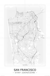 San Francisco - Czarno-biała mapa