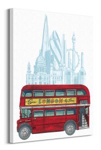 czerwony autobus londyn - obraz na płótnie