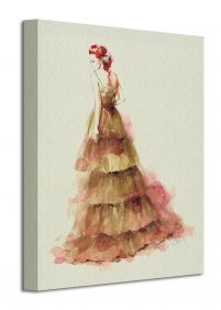 czerwonowłosa kobieta w sukni - obraz na płótnie