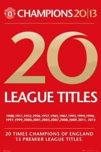 plakat sportowy z informacją na temat tytułów klubu piłkarskiego Manchester United