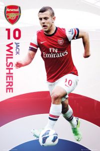 Duży plakat z zawodnikiem drużyny piłkarskiej Arsenalu o numerze 10, Jack Wilshere