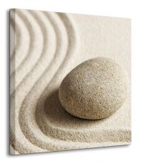 Kamień i wzory na piasku - obraz na płótnie
