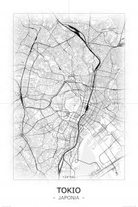 Tokio - Czarno-biała mapa