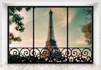Tour Eiffel Paris France (window) - fototapeta