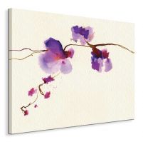 Obraz na płótnie przedstawiający fioletową orchidee na gałązce