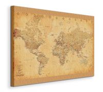 World Map - (Vintage Style) - Obraz na płótnie
