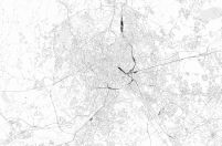 Rzym - czarno-biała mapa miasta - fototapeta
