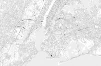 Nowy Jork - czarno-biała mapa miasta - fototapeta