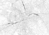 Warszawa - czarno-biała mapa miasta - fototapeta