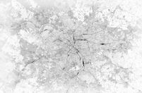 Paryż - mapa czarno biała - fototapeta