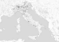 Włochy - mapa czarno biała - fototapeta