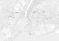 Nowy Jork - czarno-biała mapa miasta - fototapeta