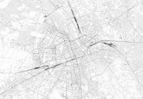 Warszawa - mapa w odcieniach szarości - fototapeta