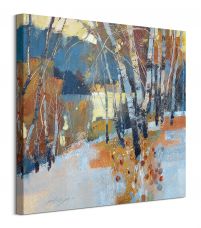 Birch, Frost and Winter Lake - obraz na płótnie o wymiarach 60x60 cm