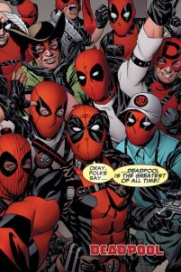 Plakat naścienny z Deadpoolem robiącym sobie selfie z kumplami