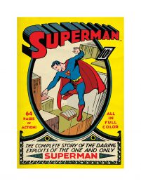 Okładka komiksu Superman z żółtym tłem, reprodukcja
