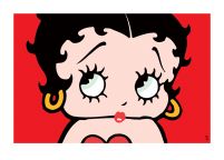 reprodukcja z portretem Betty Boop na czerwonym tle i w białej ramce
