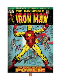 Komiksowa reprodukcja przedstawiająca Iron Mana
