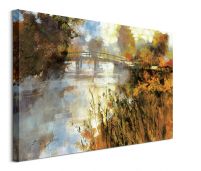 Bridge at Autumn Morning - obraz na płótnie 80x60 cm