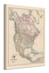 Stanfords Mapa Północnej Ameryki 1884 - obraz na płótnie 60x80