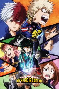 poster z bohaterami anime My Hero Academia