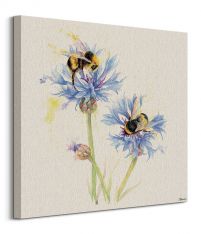 Bees on Cornflowers - obraz na płótnie
