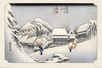 Zima w azjatyckiej wiosce Kambara oryginalny plakat autorstwa Hiroshige Ando