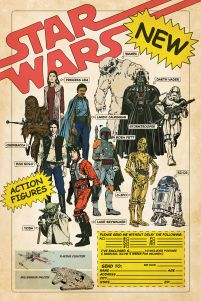 Oryginalny filmowy plakat Gwiezdne Wojny action figures różne postacie