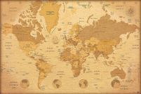 Mapa Świata Vintage - plakat