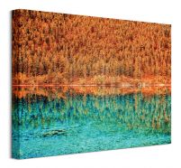 Jesienne drzewa nad jeziorem - obraz na płótnie