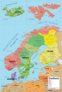 Mapa Skandynawii - plakat