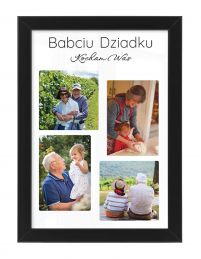 Plakat A4 ze zdjęciami Prezent dla Babci i Dziadka w czarnej ramce