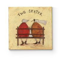 Canvas Sam Toft z napisem Two Seater oraz Musztardami na ławce