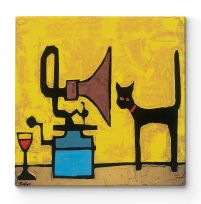 Cat & Gramophone - obraz na płótnie