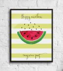 Happy melon sad melon - plakat w czarnej ramce 40x50 cm
