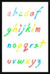 Duży plakat kolorwy alfabet w czarnej drewnianej ramie