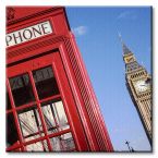 canvas z Big Benem i czerwoną budką telefoniczną na tle błękitnego nieba