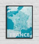 mapa francji na ścianę oprawiona w czarną ramkę